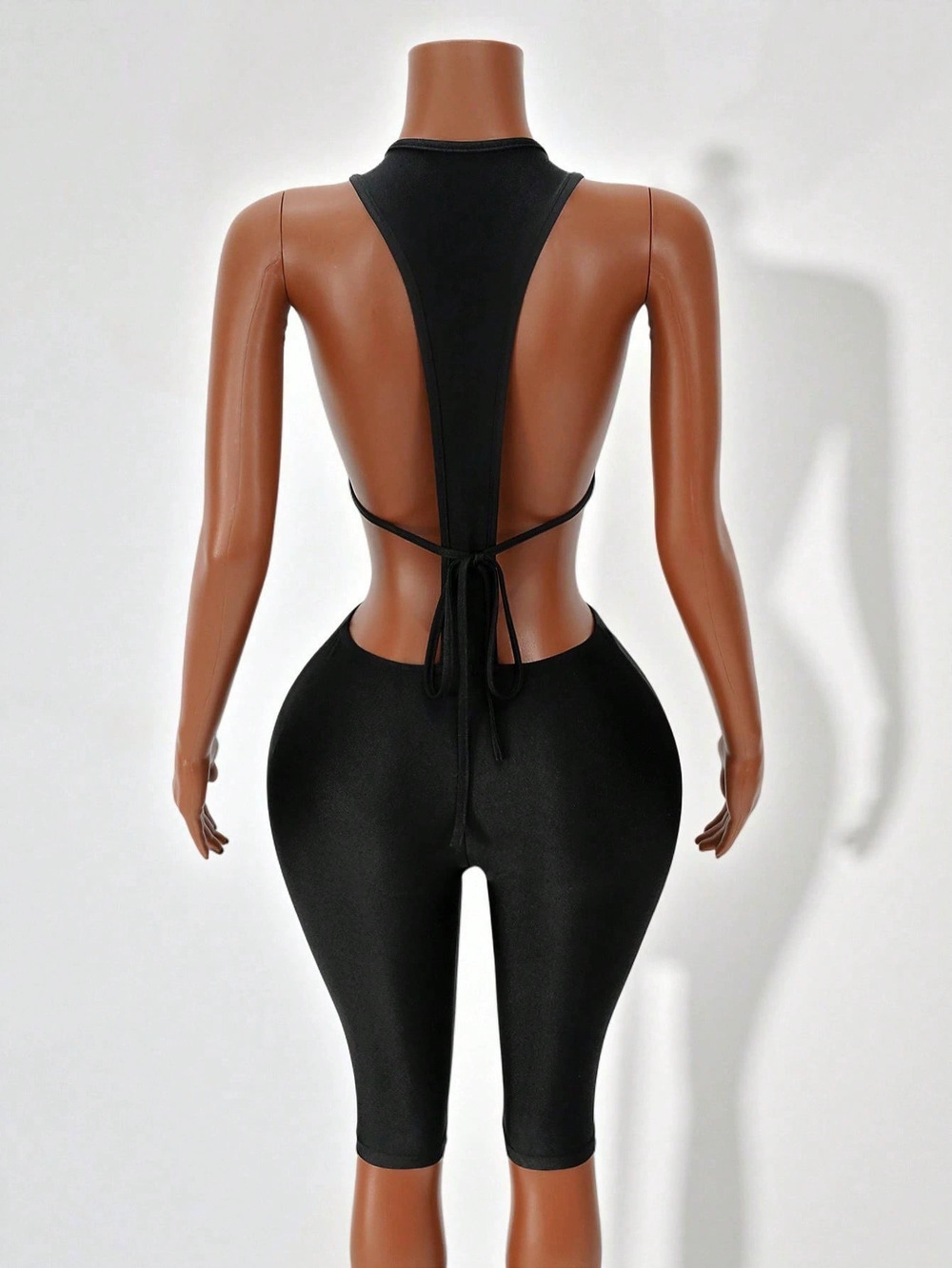 ZARA Summer Sexy Halter Crop Bodycon Jumpsuit Solid Color Trendy